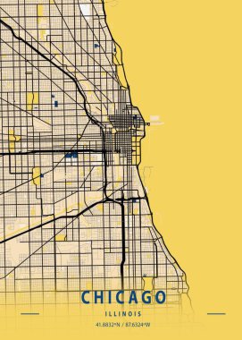 Chicago - Birleşik Devletler Sarı Şehir Haritası dünyanın en ünlü şehirlerinin güzel baskılarıdır. Bu fiyata böyle bir baskı bulamazsın..
