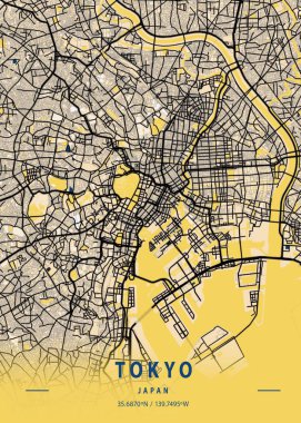 Tokyo - Japonya Sarı Şehir Haritası dünyanın en ünlü şehirlerinin güzel baskılarıdır. Bu fiyata böyle bir baskı bulamazsın..