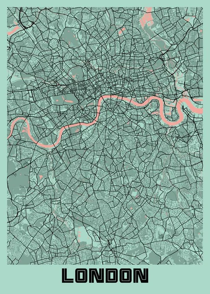 Лондон Велика Британія Карта Міста Піні Красиві Відбитки Найвідоміших Міст — стокове фото