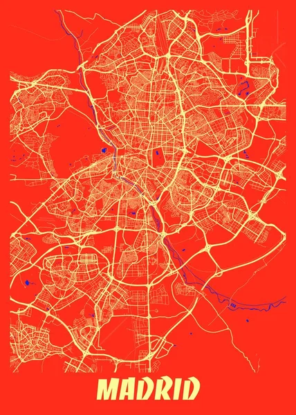 Madrid Spain Retro City Map Hermoso Estampado Las Ciudades Más —  Fotos de Stock