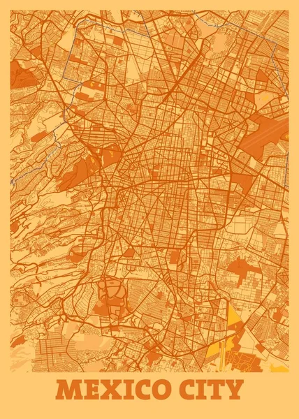 Mexico City Mexico Sunset City Map Een Prachtige Prent Van — Stockfoto