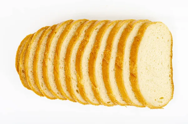 Kawałki Chleba Pszennego Izolowane Białym Tle Studio Zdjęcie — Zdjęcie stockowe