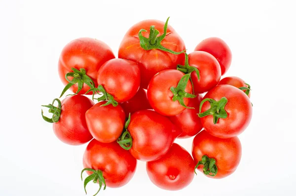 Bunch Ripe Fresh Pink Farm Tomatoes Isolated White Background Studio — Stock Photo, Image