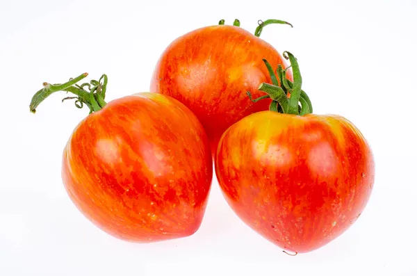 Verse Rijpe Biologische Tomaten Witte Achtergrond Foto Van Studio — Stockfoto