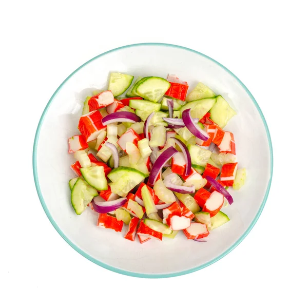 Fresh Vegetable Salad Crab Sticks Studio Photo — Stock Photo, Image