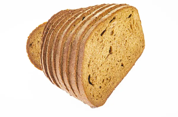 Kromki Chleba Żytniego Izolowane Białym Tle Studio Zdjęcie — Zdjęcie stockowe