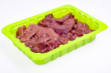 Sağlıklı sakatat. Çiğ tavuk ciğeri Fotoğrafı