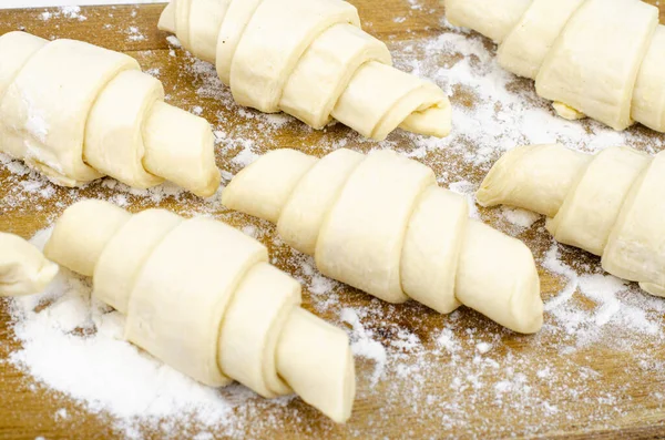 Puff Pastry Diepgevroren Croissants Aan Boord Foto Van Studio — Stockfoto