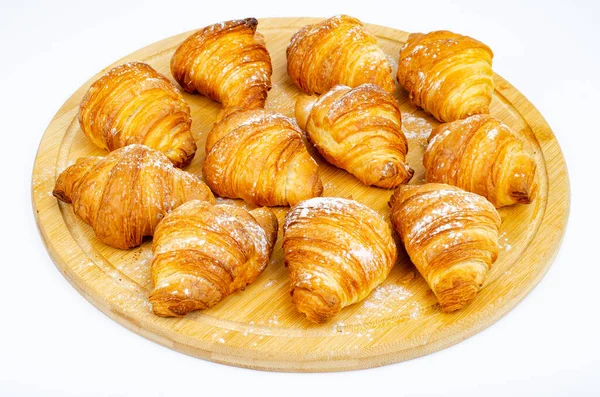 Deliziosi Croissant Croccanti Dorati Appena Sfornati Studio Foto — Foto Stock