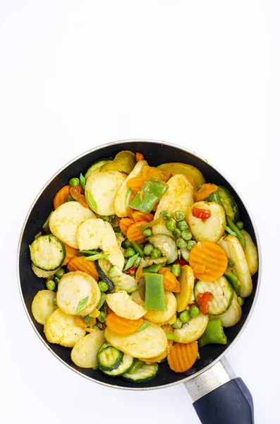 Смесь Замороженных Органических Овощей Жареных Сковороде Студия Фото — стоковое фото