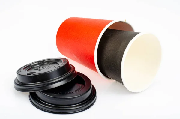 Red Eco Cardboard Glass Drinks Studio Photo — Stock Photo, Image