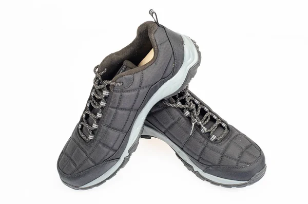 Sapatos Esportes Pretos Isolados Fundo Branco Foto Estúdio — Fotografia de Stock