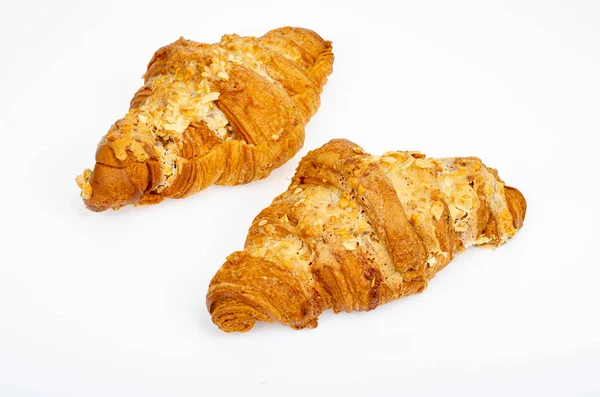Croissants Dulces Frescos Para Desayuno Estudio Foto —  Fotos de Stock