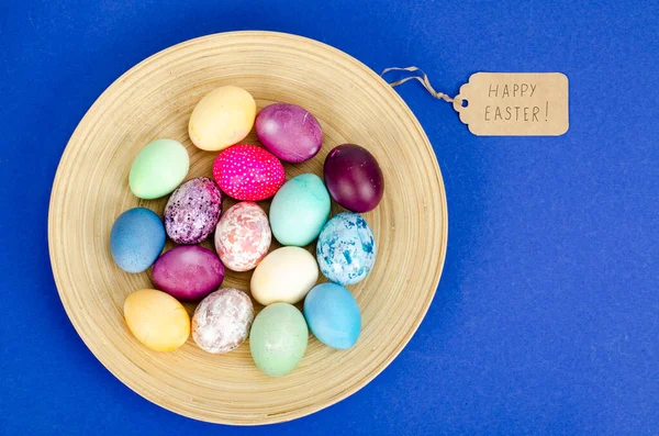 Huevos Pascua Decorados Hechos Mano Para Temporada Navideña Sobre Fondo — Foto de Stock