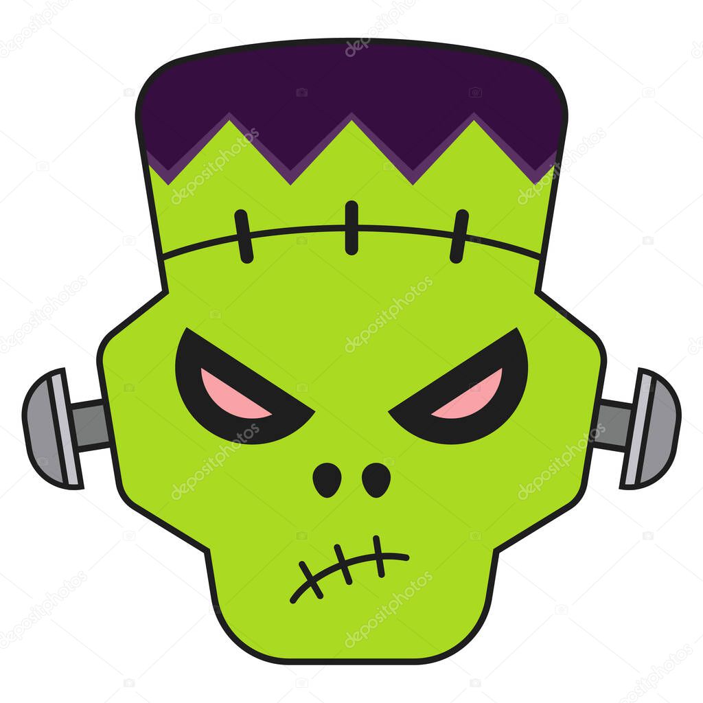 Monster's head illustration, which can be used for Halloween party as a mask, logo, avatar, etc.