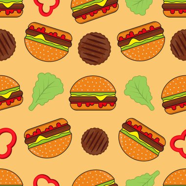 Renkli hamburgerin kusursuz deseni.
