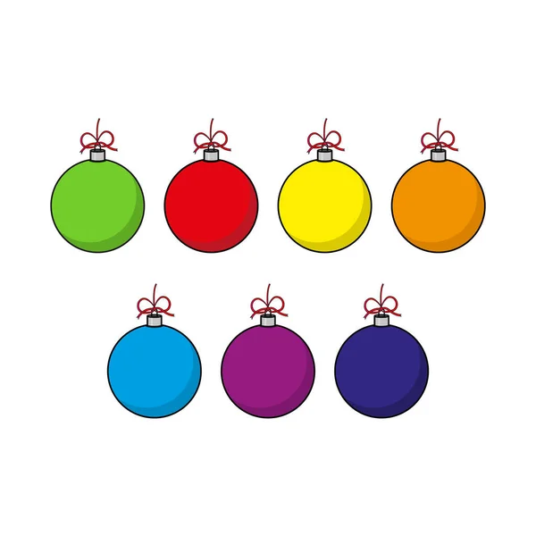 Bolas Natal Coloridas Conjunto Decorações Isoladas Ilustração Vetorial — Vetor de Stock