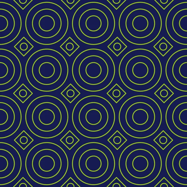 Çemberler ve karelerle soyut geometrik desen. Kusursuz bir arka plan. Yeşil ve koyu mavi desen.