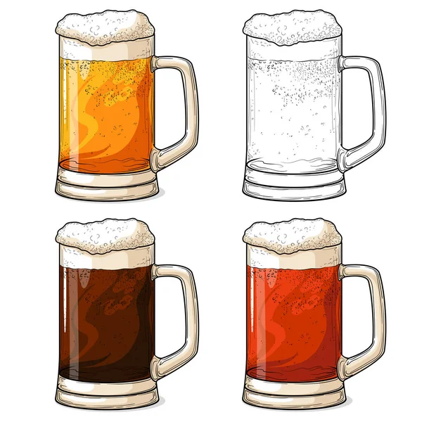 Glas Bier Geïsoleerd Een Witte Achtergrond Vectorillustratie — Stockvector