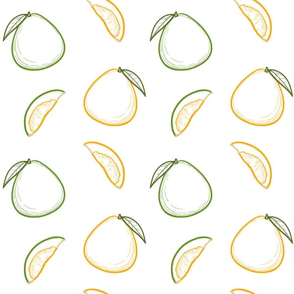 Pomelo Frutas Padrão Sem Costura Frutos Desenhados Mão Ilustração Vetorial — Vetor de Stock