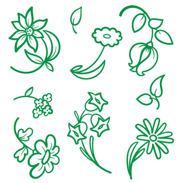 Квіткові Елементи Орнаменту Ізольовані Білому Безшовний Векторний Візерунок — стоковий вектор