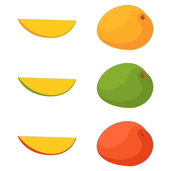 Set Colorful Mango Vector Illustration Flat Style — Stock Vector