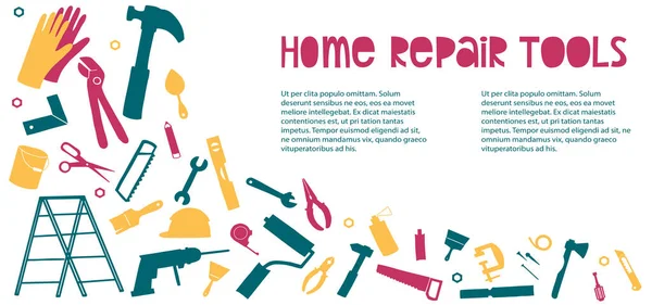 Ev onarım servisi için çalışma araçları desenli pankart