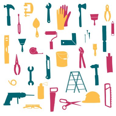 Ev onarımı için alet seti. Pankart tüm araçları ayarla 
