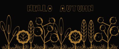 Siyah arka planda sonbahar ormanı