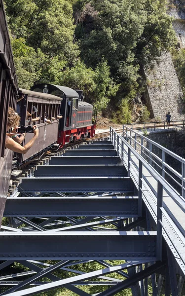 Grèce Pélion 2021 Touristique Célèbre Excursion Vieux Train Fait Son — Photo