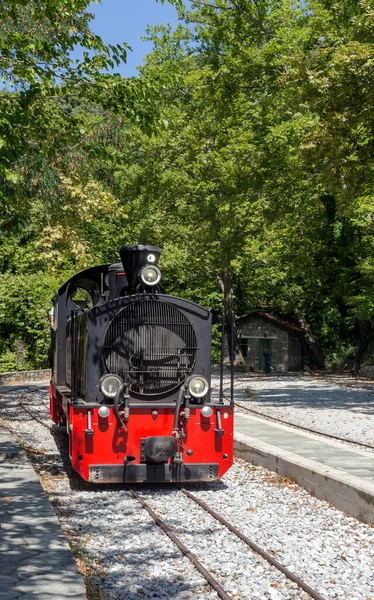 Grécia Pelion 2021 Turista Famoso Excursão Trem Velho Estação Milies — Fotografia de Stock