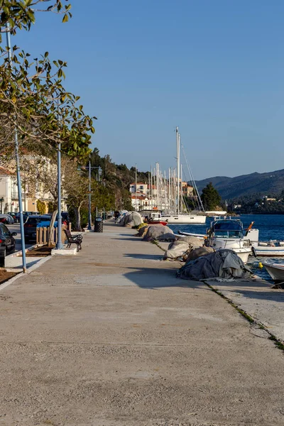 Vista Magica Del Terrapieno Yacht Dell Isola Paros Grecia Una — Foto Stock