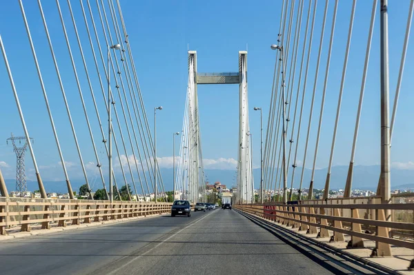 View Modern Famous Automobile Pylon Bridge Isthmus Greece — Photo