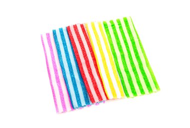 Yeni, mutfak, beyaz arka plan yakın çekim emici, renkli mikrofiber havlu