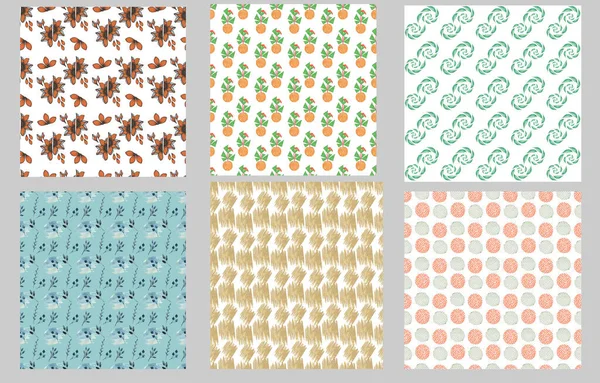 Cute Set of Seamless Patterns Design, Abstract and Floral Design — Stockfoto