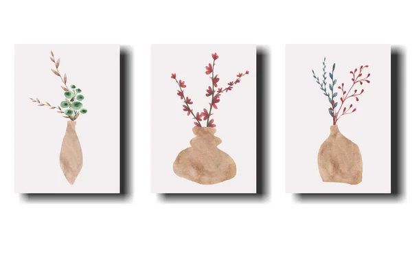 Set di illustrazioni creative minimaliste disegnate a mano per la decorazione della parete, cartolina o copertina di depliant. Elementi di disegno a mano — Foto Stock