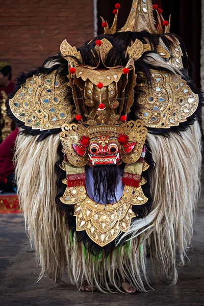 Traditionele Barong Dansvoorstelling Met Uniek Kostuum Masker Ubud Bali Indonesië — Stockfoto