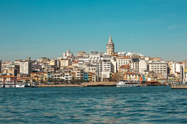 İstanbul, Türkiye 'de Beyoğlu İlçe Tarihi Mimari ve Galata Kulesi Ortaçağ dönümü