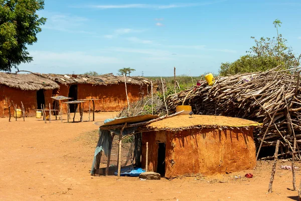 Himba Village Huts Made Mixture Clay Cow Dung Wood Straw — Stock Photo, Image