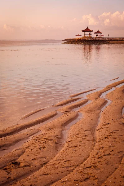 Salida Del Sol Rosa Playa Balinesa Bali Países Bajos — Foto de Stock