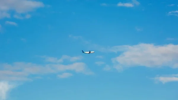 Airplane Background Blue Sky Clouds — Fotografia de Stock