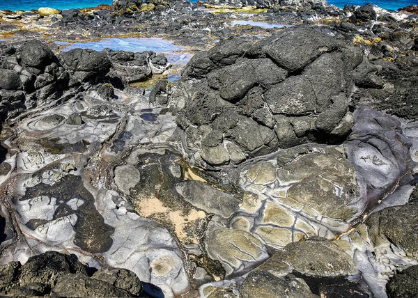 Volcanic Beach Texture Background Hawaii — Fotografia de Stock
