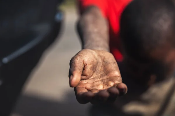 Man Hand Begging Alms Poverty Africa — Stockfoto