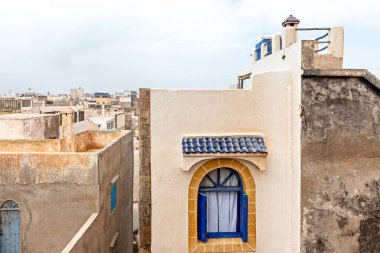 View of the houses of the old town of Essaouira, Morocco.