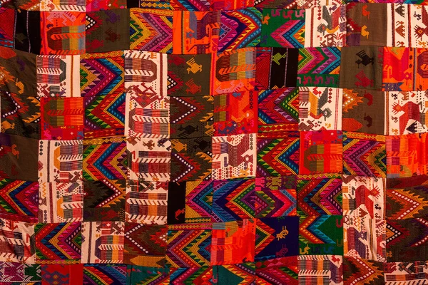 Patterns Mexico Mexican Carpet Sewn Shreds Carpet Background — Stok fotoğraf
