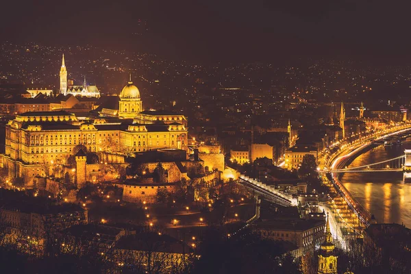 View Night City Budapest Parliament Hungary — Stock Fotó