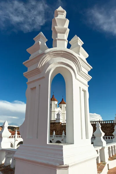 Pohled San Francisco Xavier University Campanile Sucre Bolívie — Stock fotografie