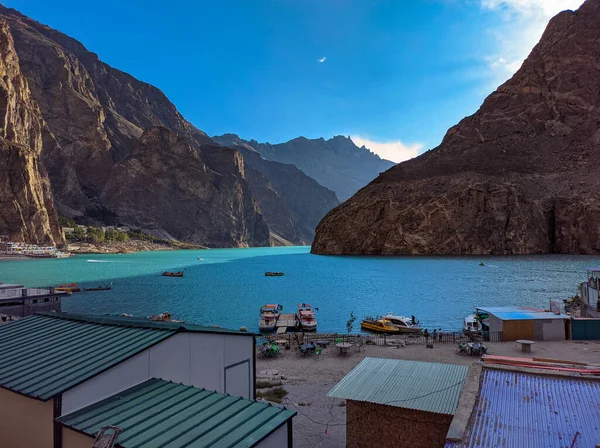 Krásná Attabad Lake Gojal Regionu Hunza Valley Gilgitbaltistánu Pákistán Zachytil — Stock fotografie