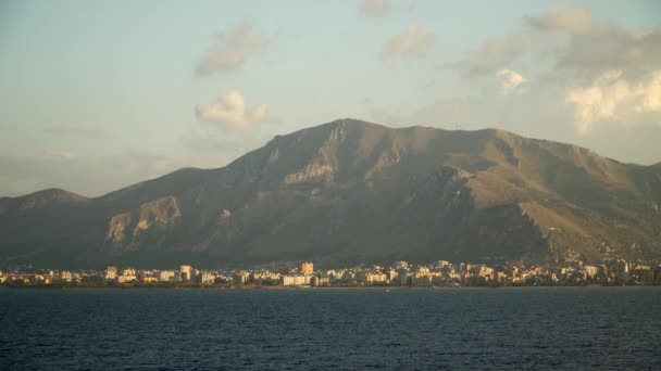 View Palermo Mountains Sea Sunset — Stock Video