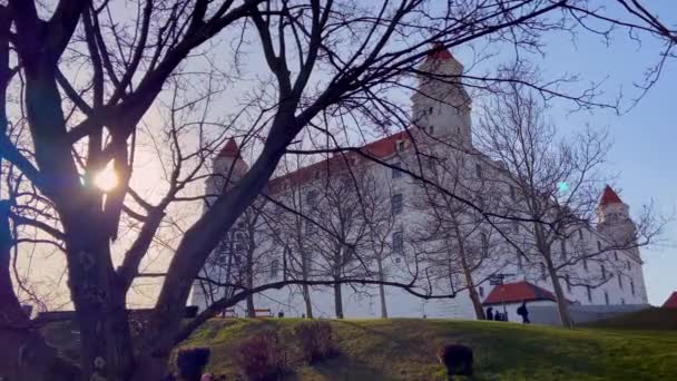 Братислава Словаччина 20A Вид Замок Братислава Сонце — стокове відео